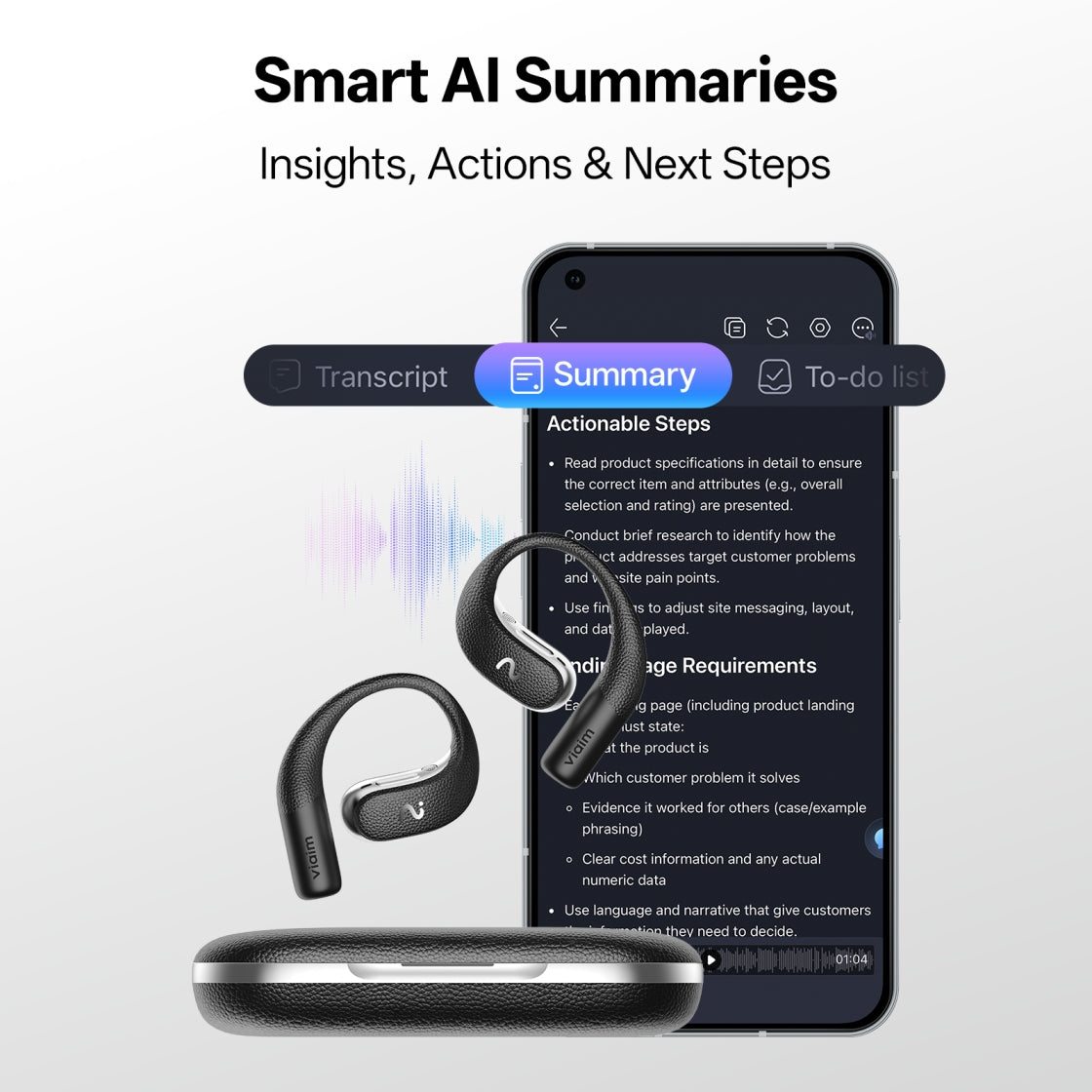 viaim OpenNote - Everyday AI Note Taker Built into Earphones