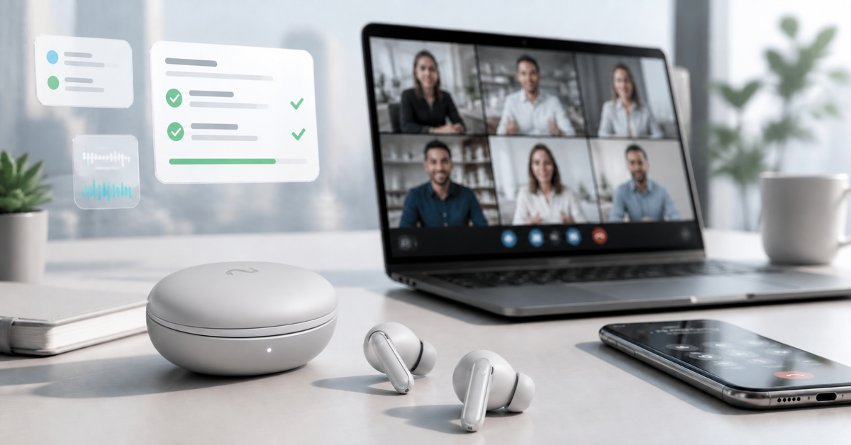 viaim RecDot AI earbuds for online meetings, phone calls, and client conversations