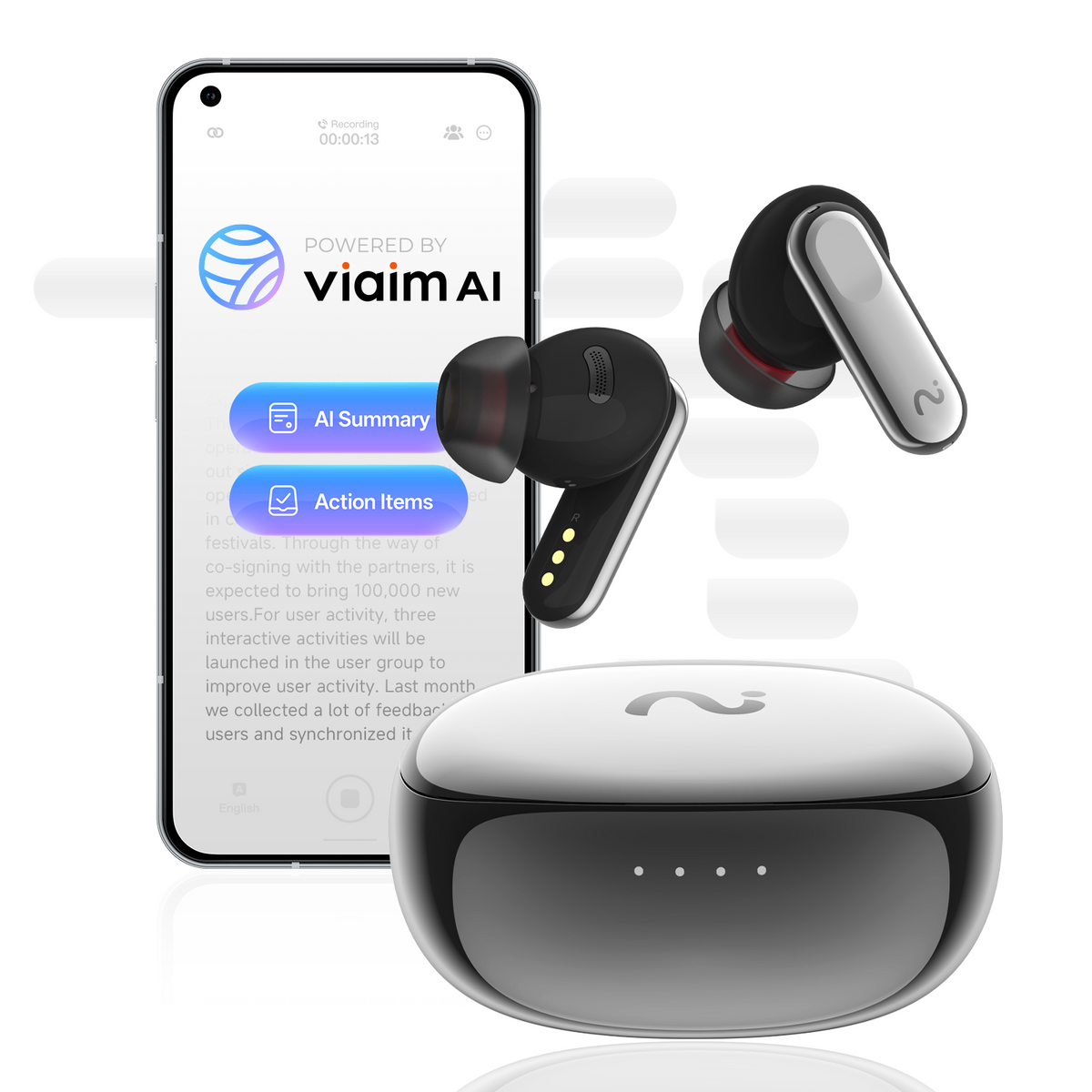 新品未使用　VIAIM NANO+ 翻訳　イヤホン　AI ヴィエイム　ナノプラス viaim Nano+ | Wearable AI Meeting Recorder