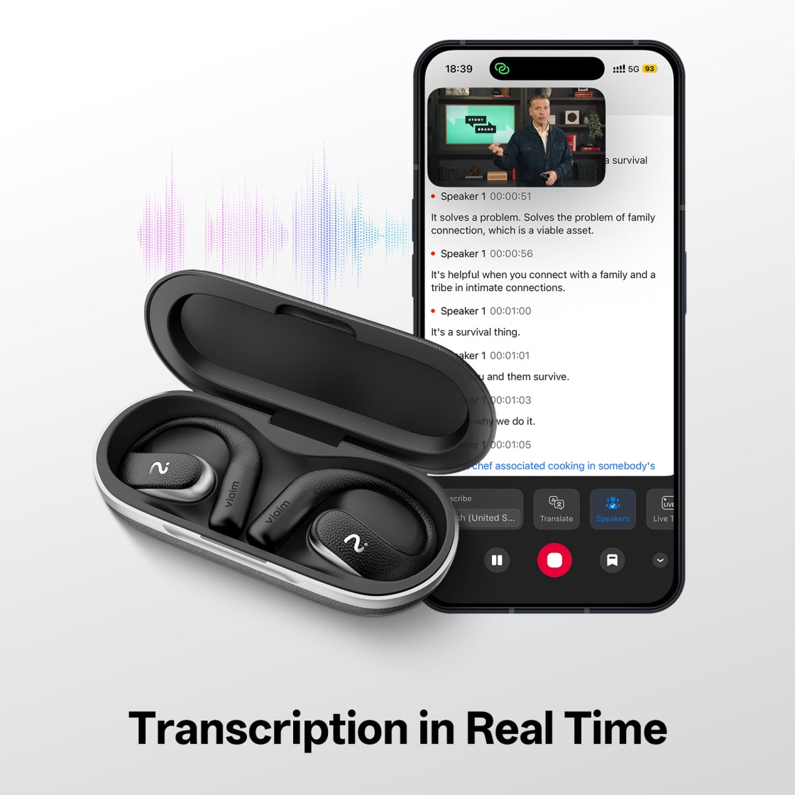 viaim OpenNote オープンイヤー AIレコーダー ブラック viaim OpenNote | Open-Ear AI Note Taker for All-day Work