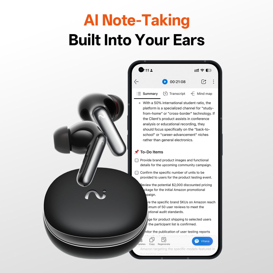viaim RecDot - The World's First AI Note Taking Earbuds
