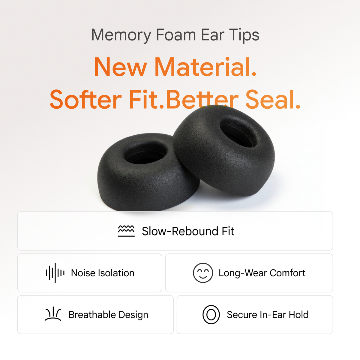 viaim RecDot Memory Foam Ear Tips — new material, softer fit, better seal with slow-rebound fit, noise isolation, long-wear comfort, breathable design and secure in-ear hold
