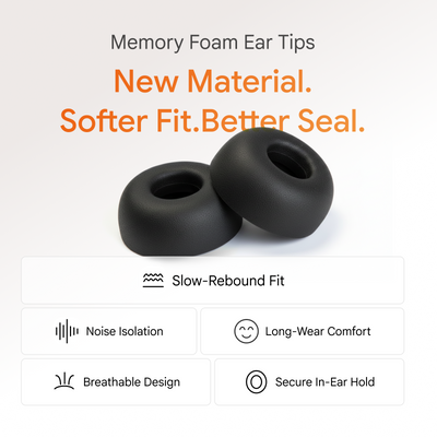 viaim RecDot Memory Foam Ear Tips — new material, softer fit, better seal with slow-rebound fit, noise isolation, long-wear comfort, breathable design and secure in-ear hold
