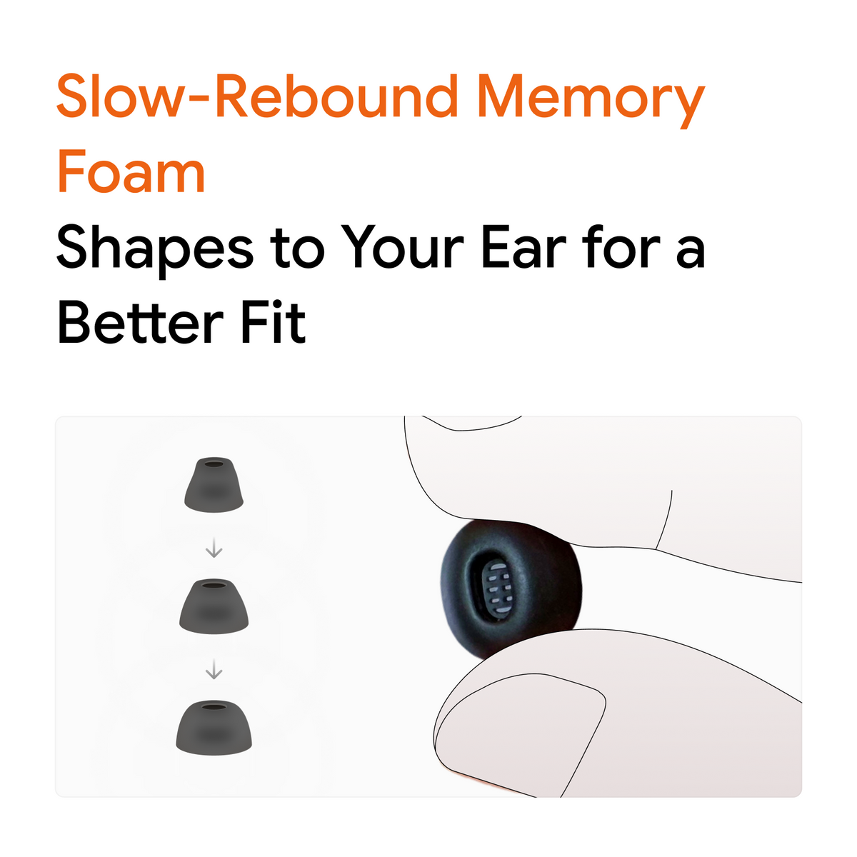 Slow-rebound memory foam shapes to your ear canal for a personalized, better fit — viaim RecDot replacement ear tips